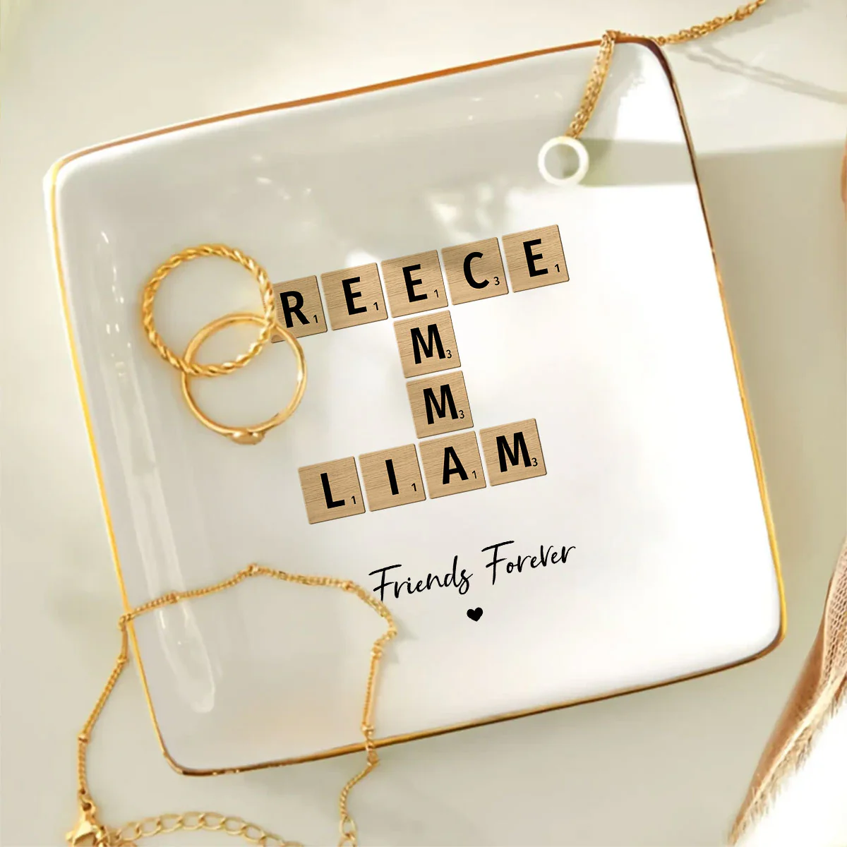 Besties Forever Crossword Art Personalized Jewelry Dish, Created In A Moment, Treasured Forever - Image 7