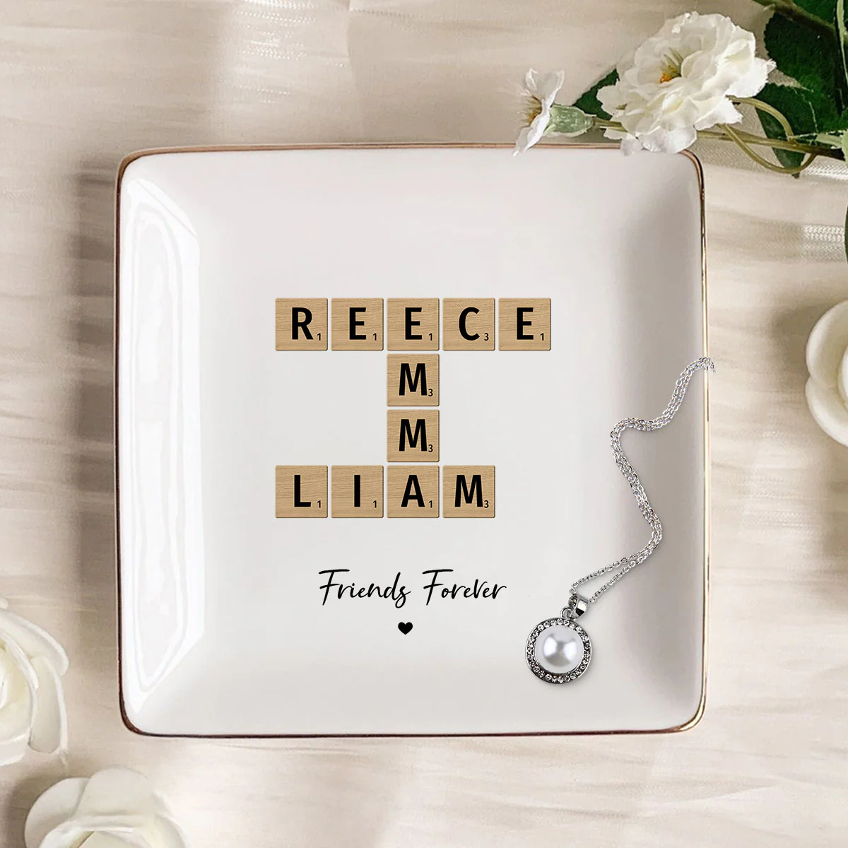Besties Forever Crossword Art Personalized Jewelry Dish, Created In A Moment, Treasured Forever - Image 8