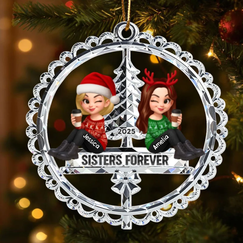 Besties Forever Crystal Effect - Personalized Acrylic Ornament - Christmas Gift for Best Friends - Image 10
