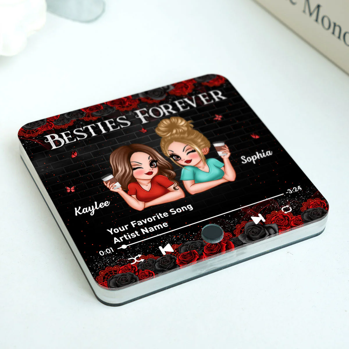 Besties Forever Friendship Song Personalized Music Fridge Magnet, Gift For Best Friends - Image 3
