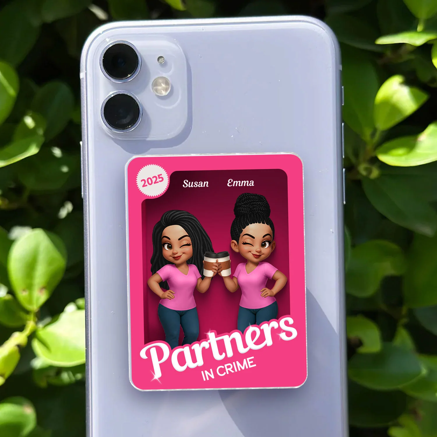 Besties Forever Pink 3D Effect Action Figure – Personalized Acrylic Magnetic Phone Grip – Gift for Best Friends, Matching Phone Grips - Image 5