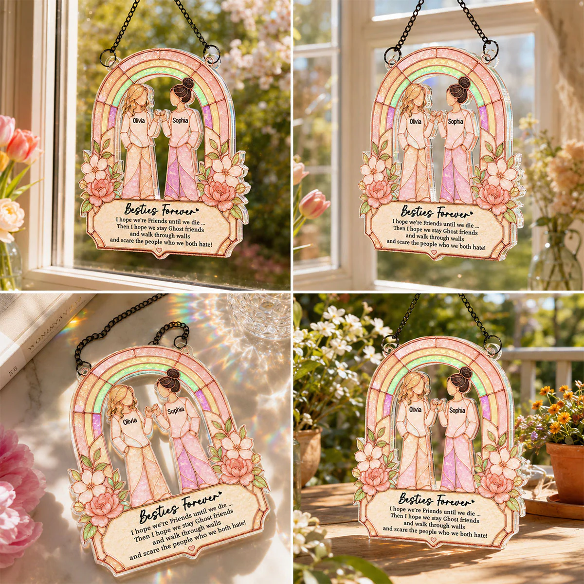 Besties Forever Pinky Promise - Personalized Acrylic Suncatcher - Friendship Keepsake For Best Friends - Image 7