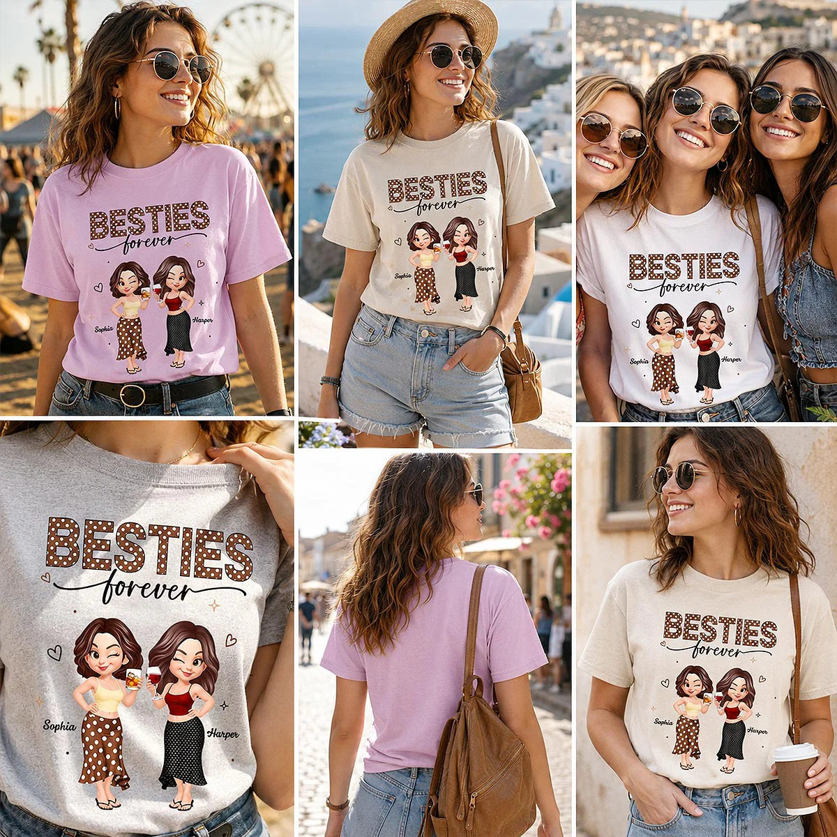 Besties Forever Polka Dot Patterned - Personalized Shirt - Image 5