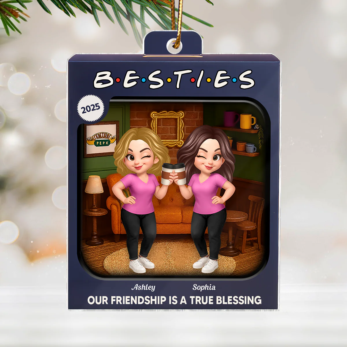 Besties Forever Toy Box Style - Personalized Acrylic Ornament - Christmas Gift For Friends