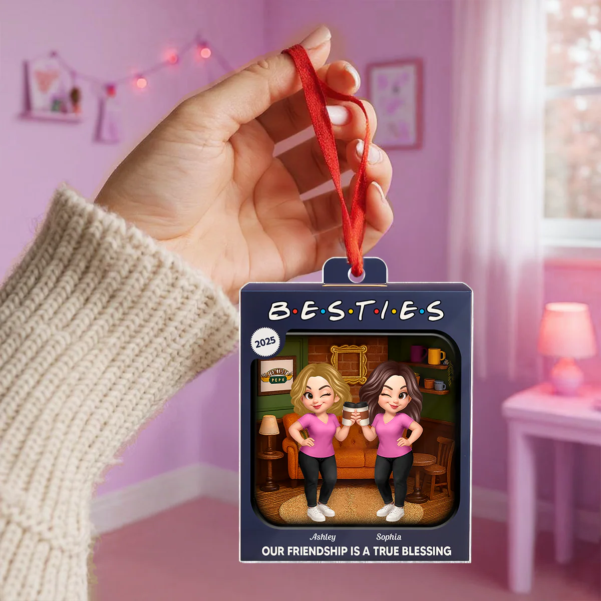 Besties Forever Toy Box Style - Personalized Acrylic Ornament - Christmas Gift For Friends - Image 3