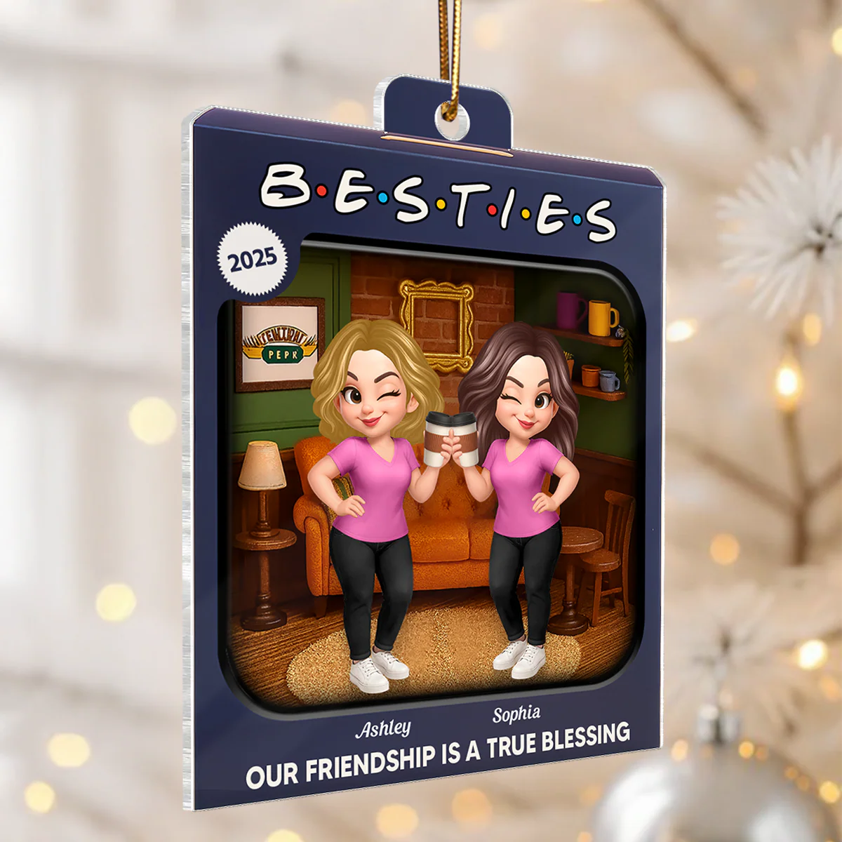 Besties Forever Toy Box Style - Personalized Acrylic Ornament - Christmas Gift For Friends - Image 4
