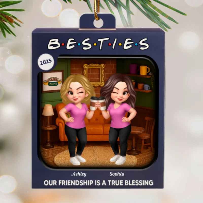 Besties Forever Toy Box Style - Personalized Acrylic Ornament - Christmas Gift For Friends - Image 7