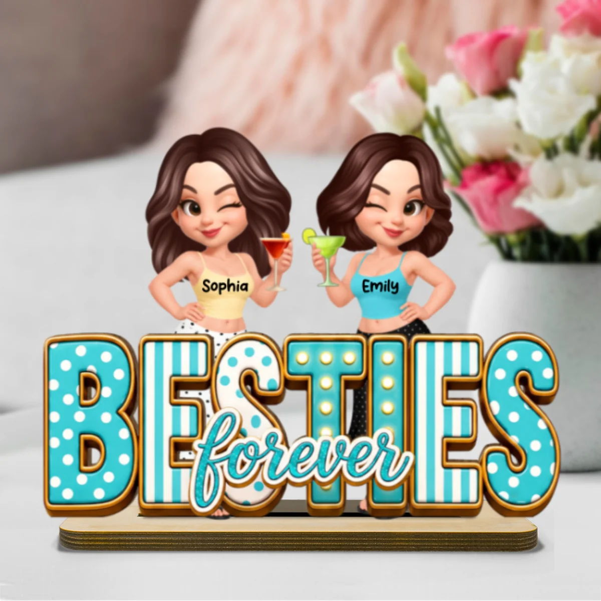 Besties Forever Trendy Girls - Personalized Wooden Plaque - Image 10