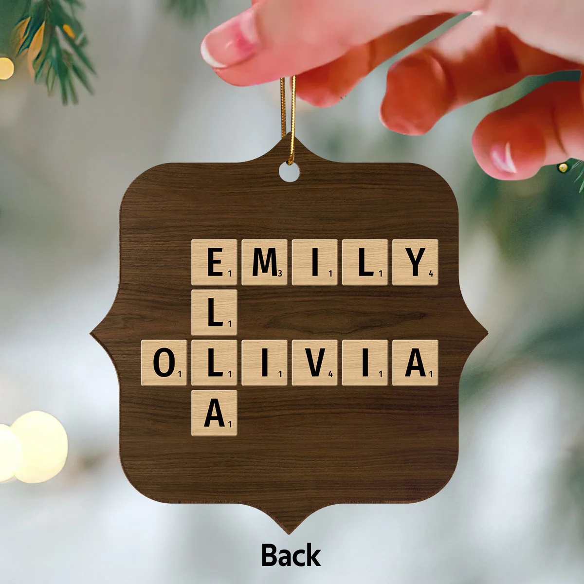 Besties Forever Unique Crossword Puzzle Art Christmas Gift For Best Friends Personalized Double Sided Wooden Ornament - Image 3