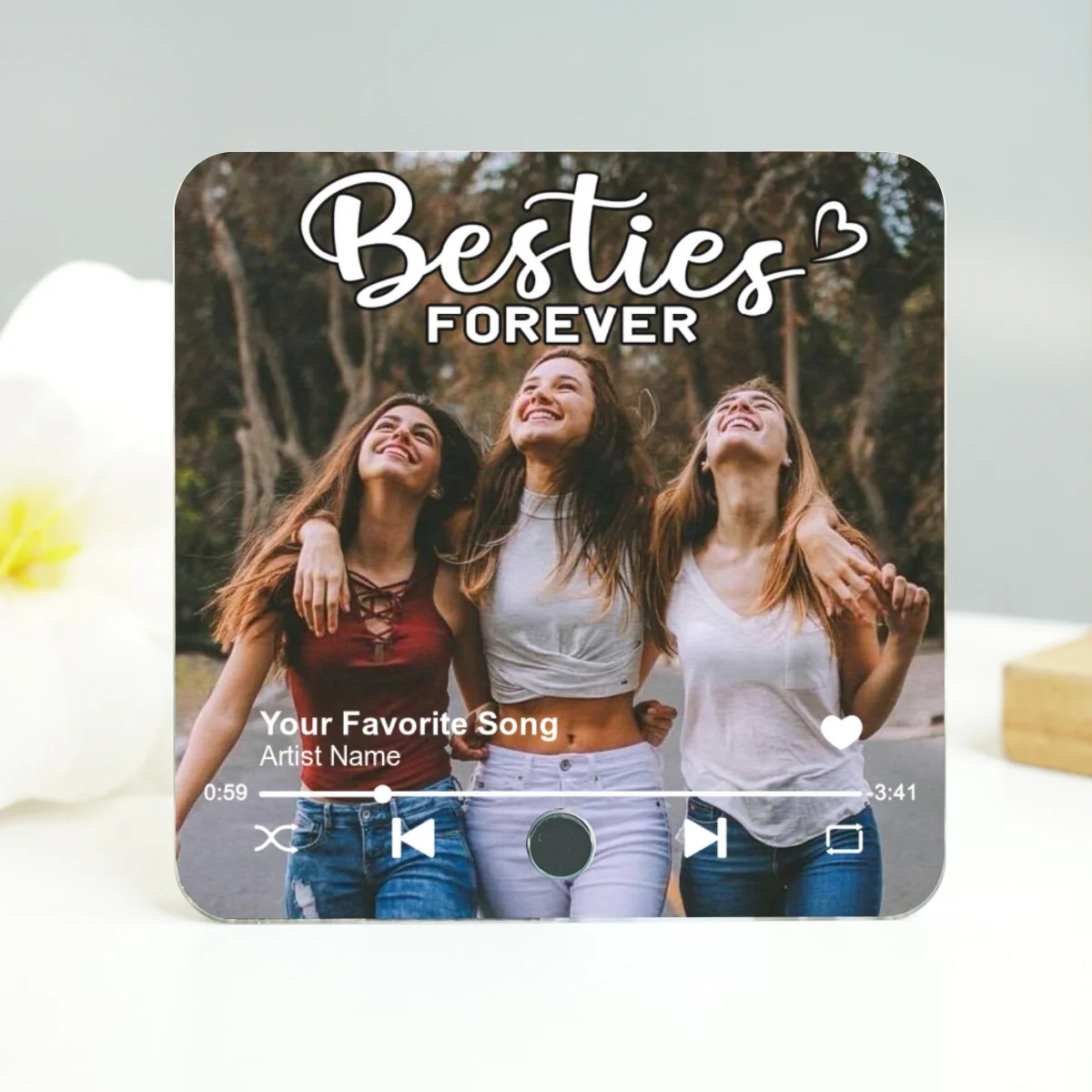 Besties Forever Upload Photo Personalized Music Fridge Magnet, Heartfelt Gift For Best Friends, BFF - Image 10