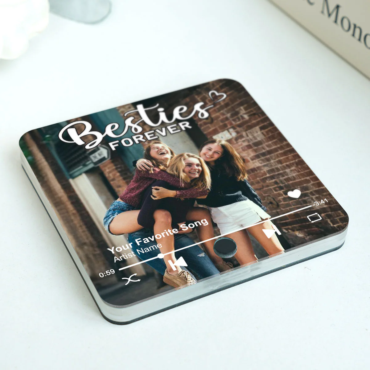 Besties Forever Upload Photo Personalized Music Fridge Magnet, Heartfelt Gift For Best Friends, BFF - Image 3
