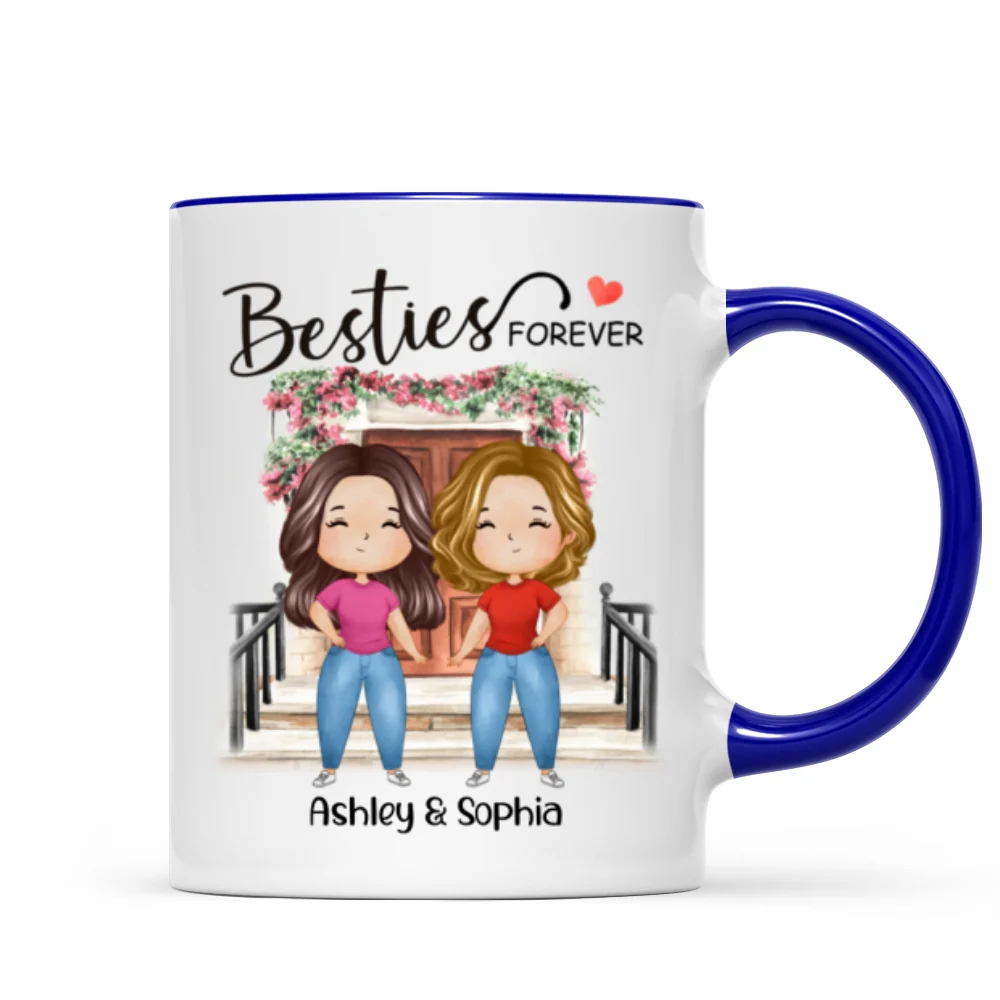 Besties Forever Watercolor Girls Personalized Mug - Gift For Besties, Gift For Sisters - Image 6