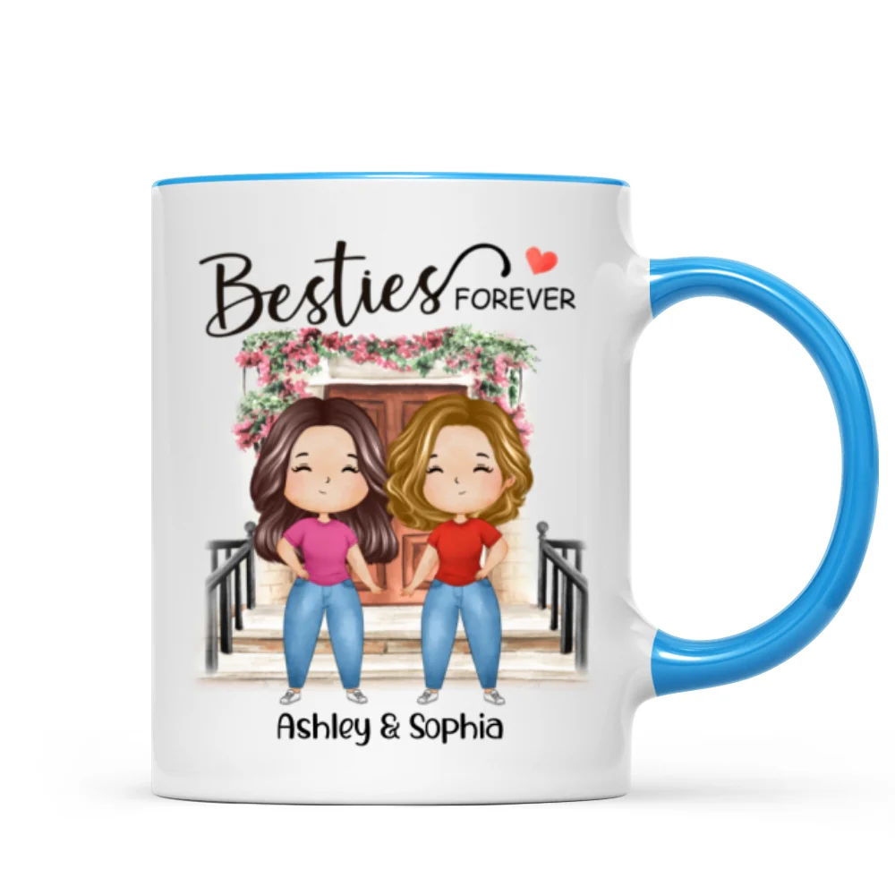 Besties Forever Watercolor Girls Personalized Mug - Gift For Besties, Gift For Sisters - Image 8