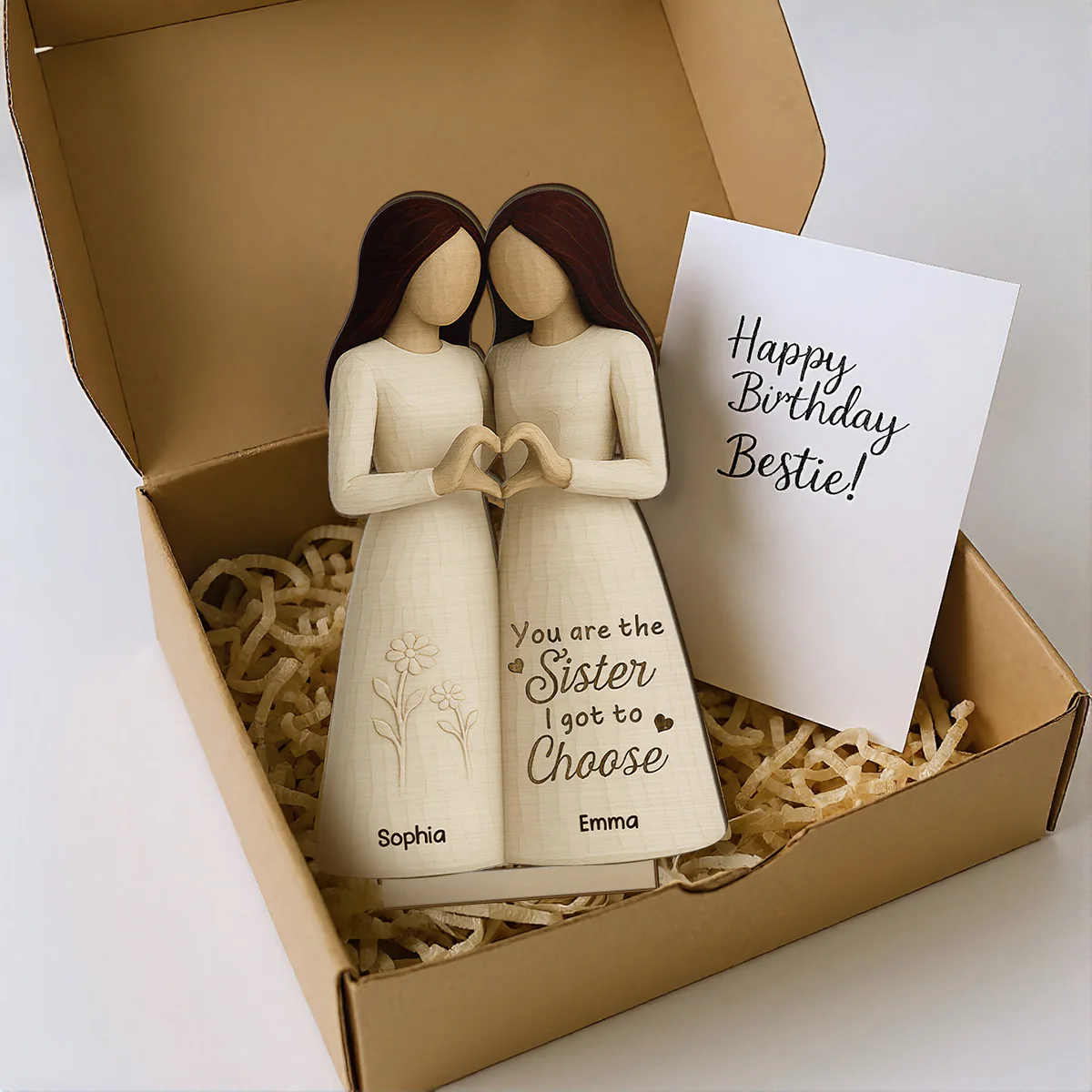 Besties Heart Hands 3D Effect Personalized Standing Wooden Plaque, Birthday Gift Friendship Gift for Besties, Best Friends - Image 8