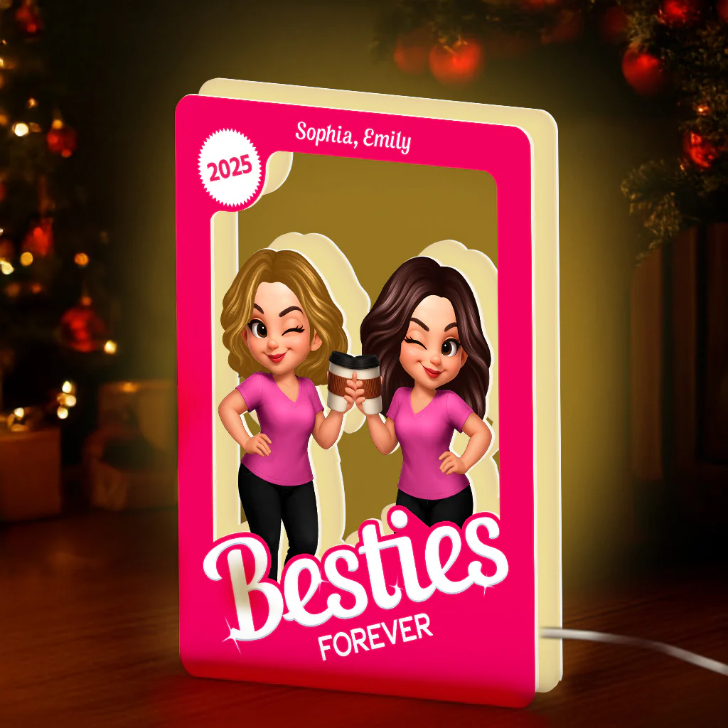 Besties Partners In Crime Pink Toy Box Style - Personalized Light Box - Gift For Best Friends - Image 2