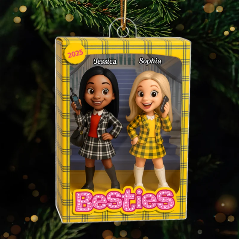 Besties Plaid Dresses Toy Box Style - Personalized Acrylic Ornament - Christmas Gift For Best Friends - Image 8