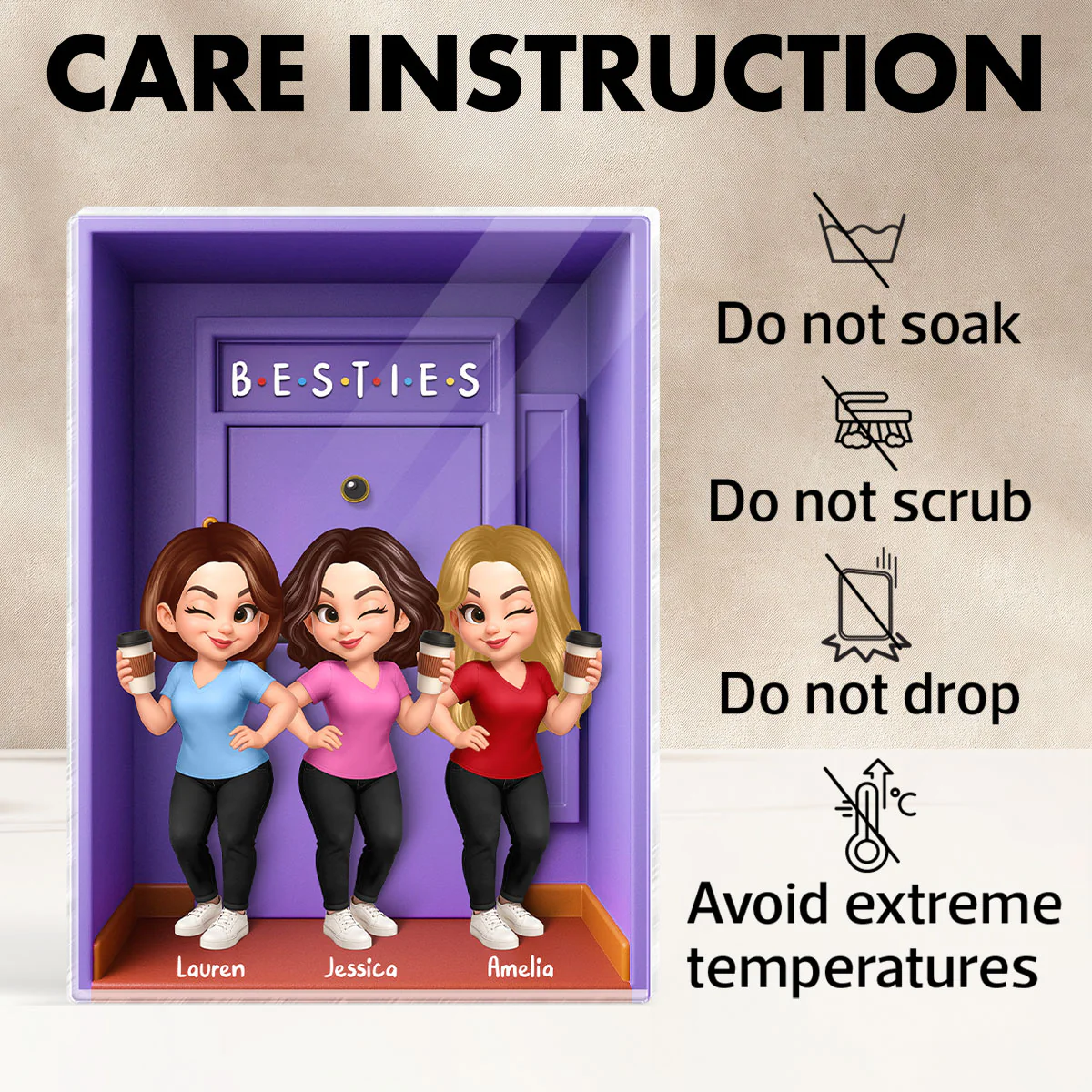 Besties Purple Door Entryway 3D Effect Personalized Acrylic Block, Gift for Best Friends, Besties, Sisters - Image 10