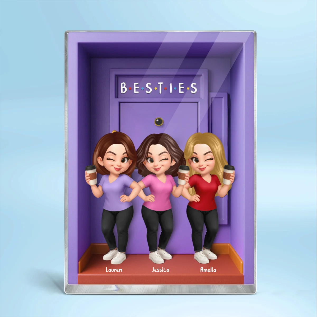 Besties Purple Door Entryway 3D Effect Personalized Acrylic Block, Gift for Best Friends, Besties, Sisters - Image 11