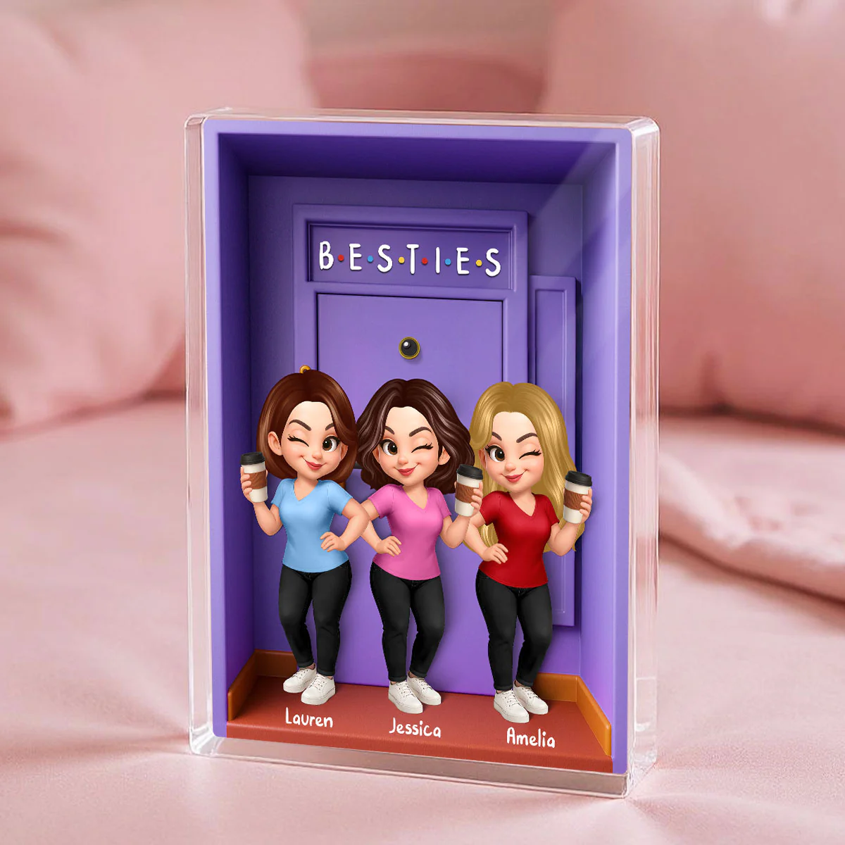Besties Purple Door Entryway 3D Effect Personalized Acrylic Block, Gift for Best Friends, Besties, Sisters - Image 6