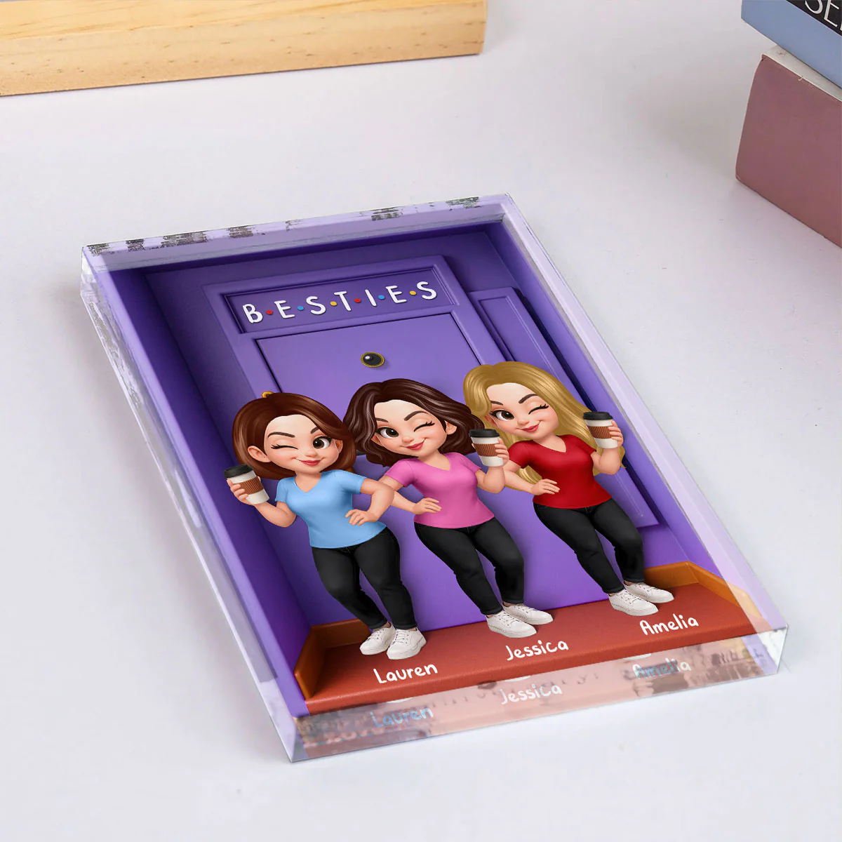Besties Purple Door Entryway 3D Effect Personalized Acrylic Block, Gift for Best Friends, Besties, Sisters - Image 8
