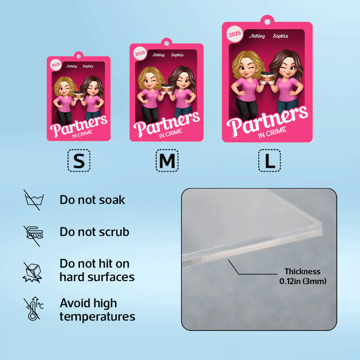 Besties Sisters 3D Effect Pink Toy Box Personalized Acrylic Keychain, Gift for Besties, Best Friends - Image 7
