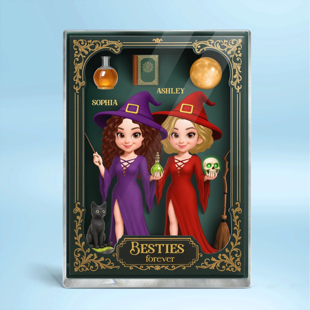 Besties Sisters 3D Effect Witch Action Figure Gothic Style Personalized Acrylic Block - Image 10