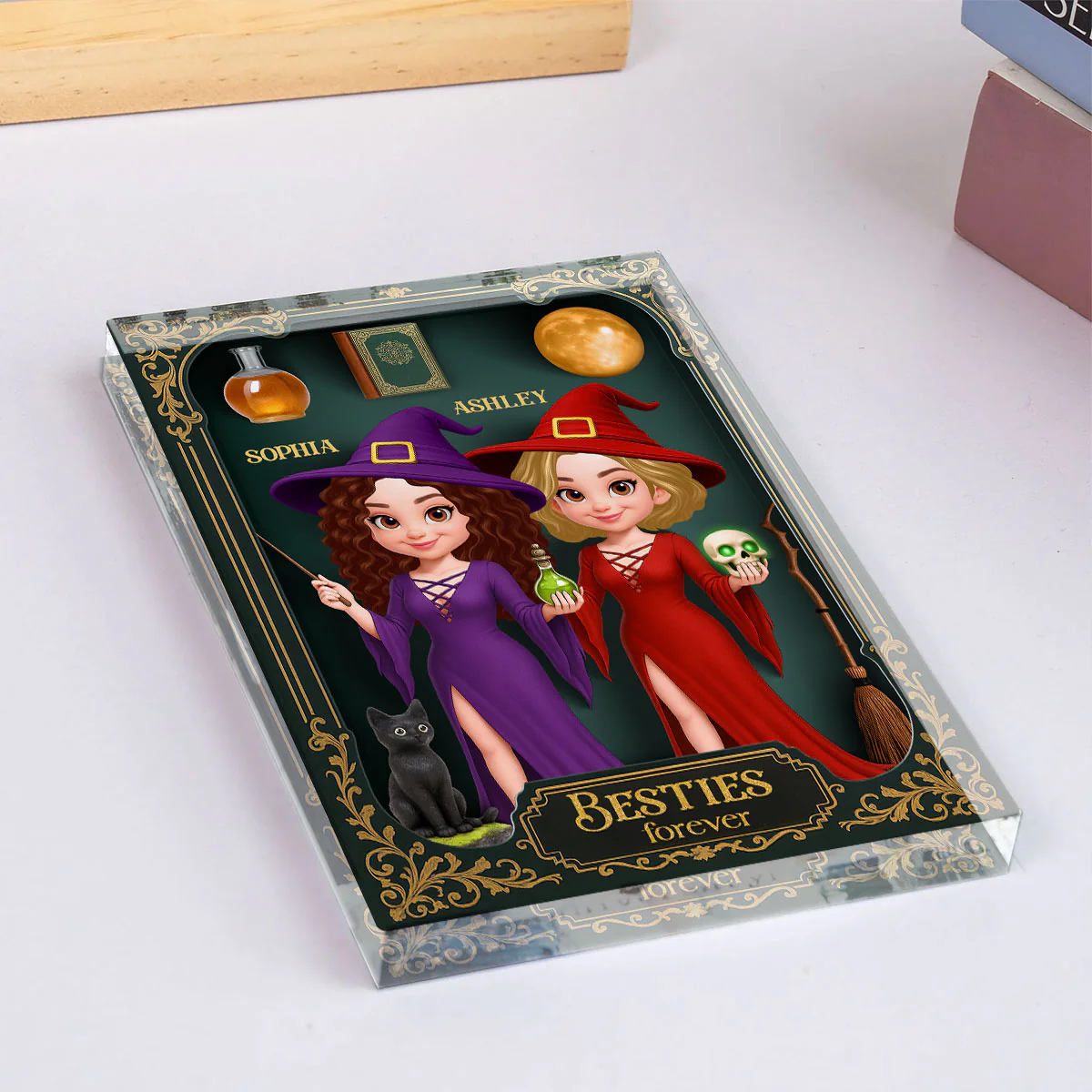 Besties Sisters 3D Effect Witch Action Figure Gothic Style Personalized Acrylic Block - Image 7