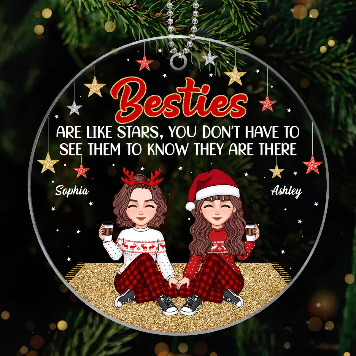 Besties Sisters Are Like Stars Cool Girls Personalized Acrylic Ornament