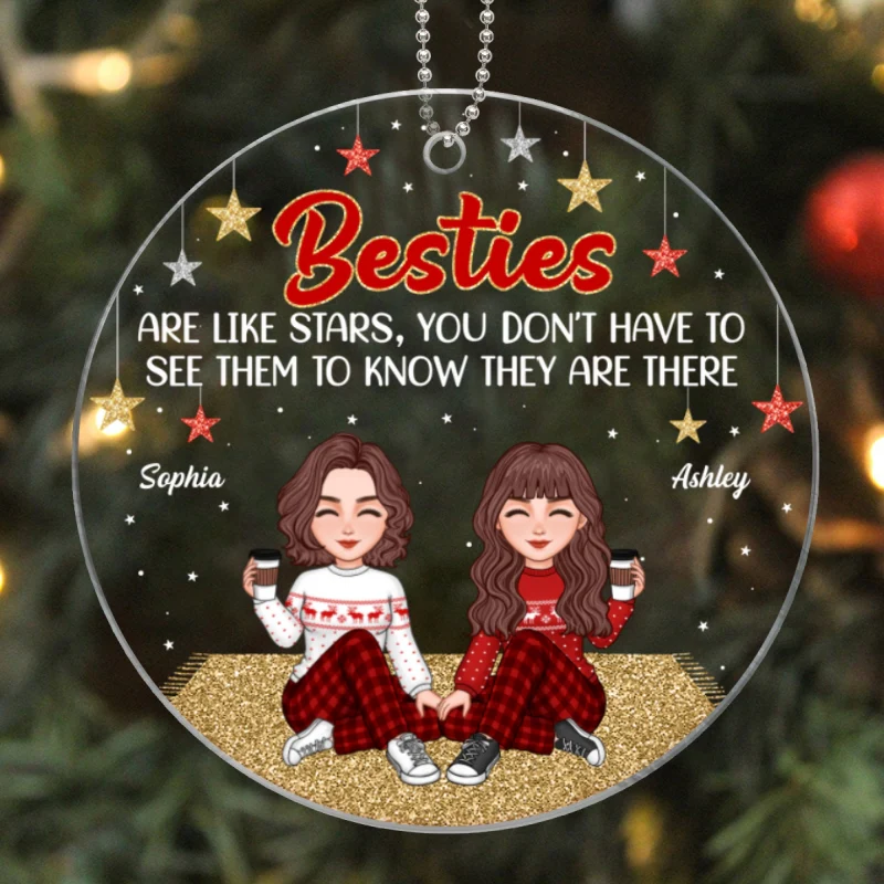 Besties Sisters Are Like Stars Cool Girls Personalized Acrylic Ornament - Image 5