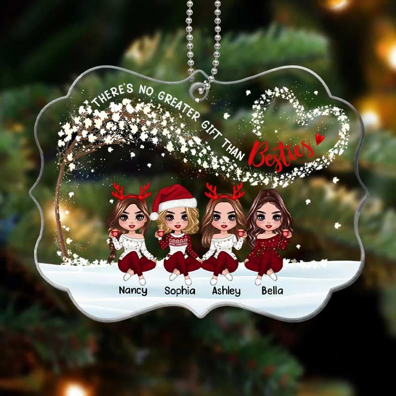 Besties Sisters Flying Heart Tree Personalized Acrylic Ornament