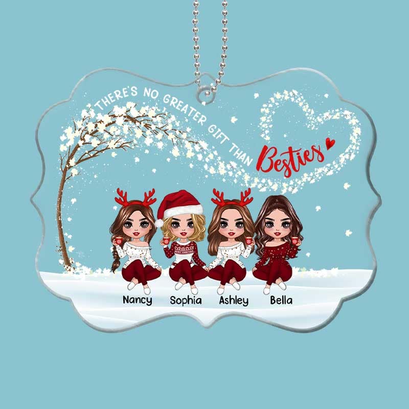 Besties Sisters Flying Heart Tree Personalized Acrylic Ornament - Image 2