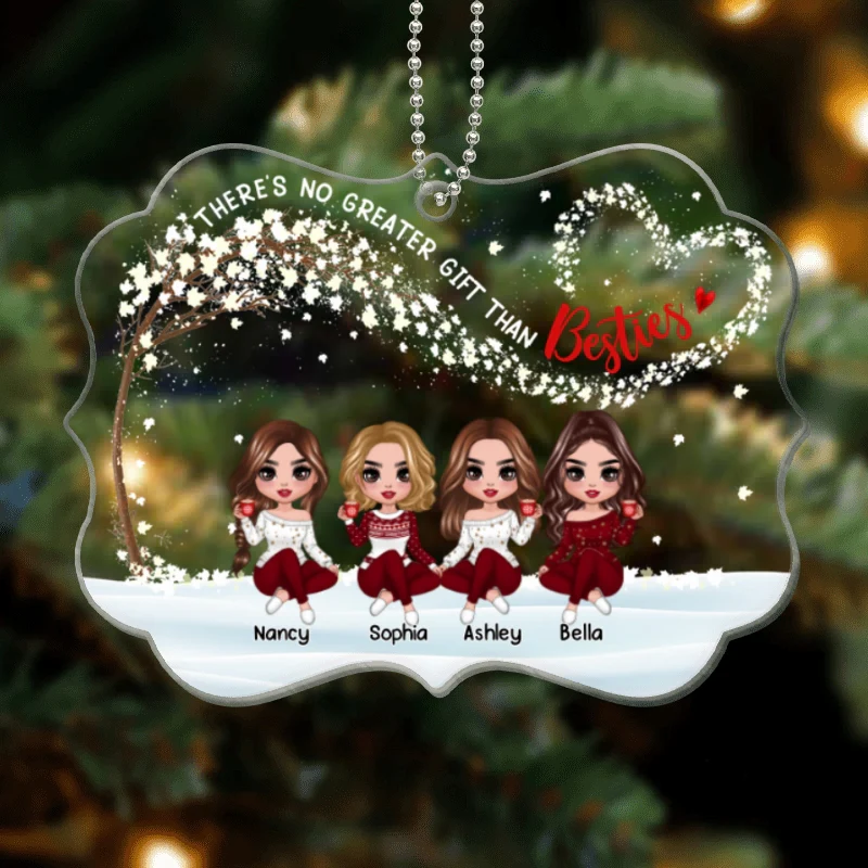 Besties Sisters Flying Heart Tree Personalized Acrylic Ornament - Image 4