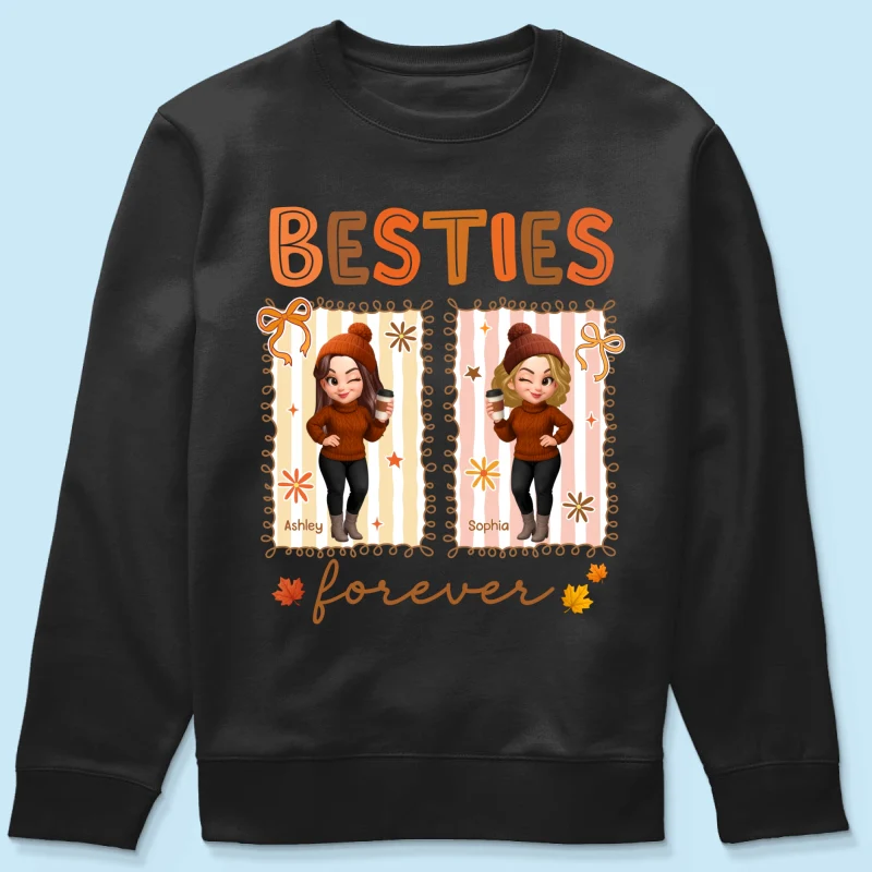 Besties Sisters Forever Fall Season Coquette Bow Personalized Sweatshirt - Image 10