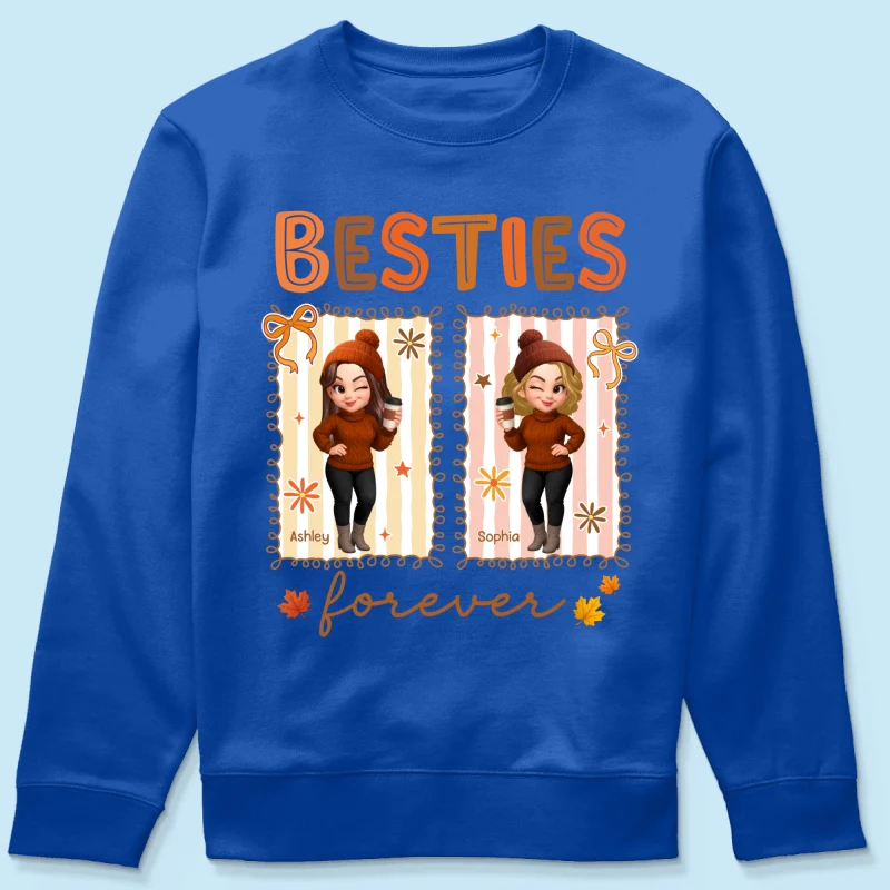 Besties Sisters Forever Fall Season Coquette Bow Personalized Sweatshirt - Image 14