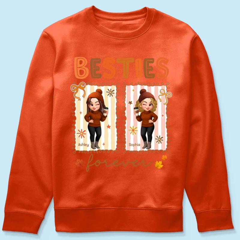 Besties Sisters Forever Fall Season Coquette Bow Personalized Sweatshirt - Image 16