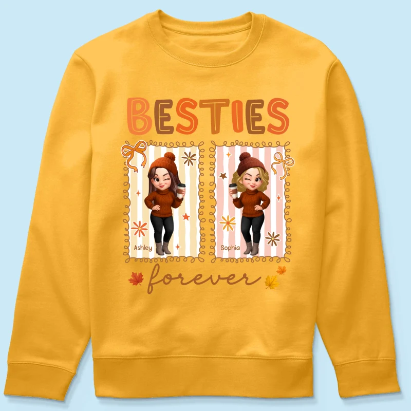 Besties Sisters Forever Fall Season Coquette Bow Personalized Sweatshirt - Image 20