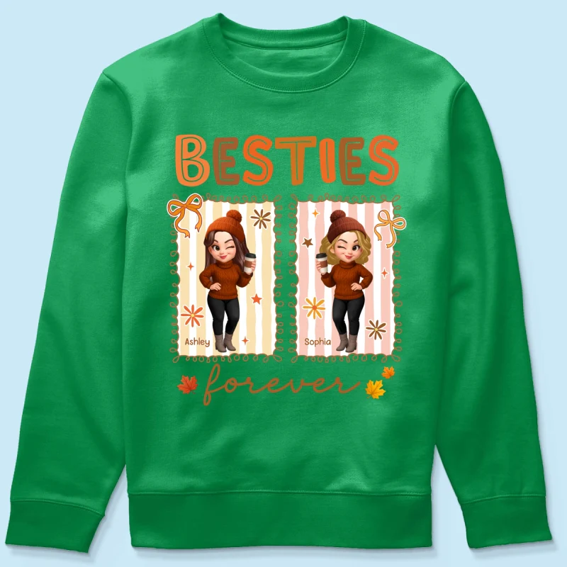 Besties Sisters Forever Fall Season Coquette Bow Personalized Sweatshirt - Image 21