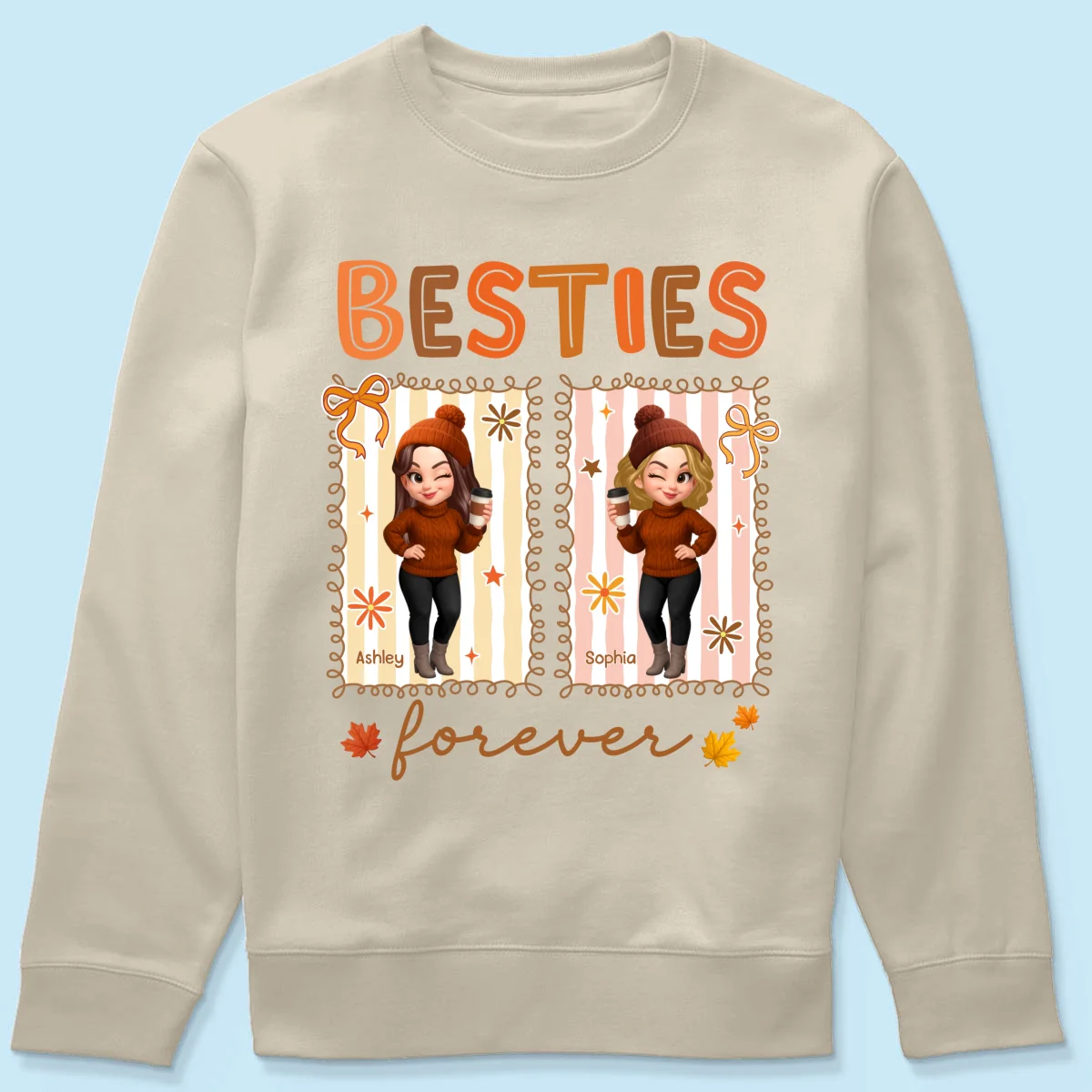 Besties Sisters Forever Fall Season Coquette Bow Personalized Sweatshirt - Image 23