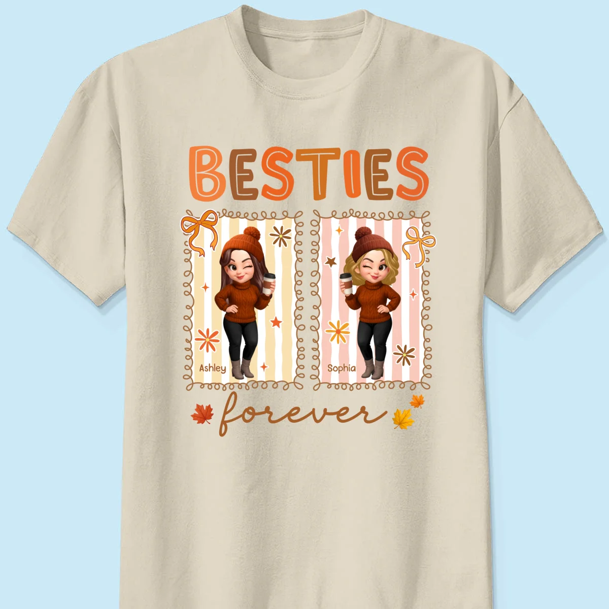 Besties Sisters Forever Fall Season Coquette Bow Personalized Sweatshirt - Image 50