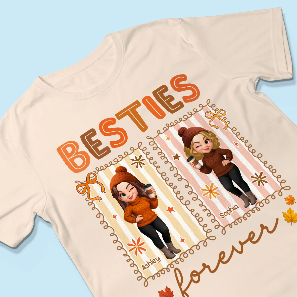 Besties Sisters Forever Fall Season Coquette Bow Personalized Sweatshirt - Image 8