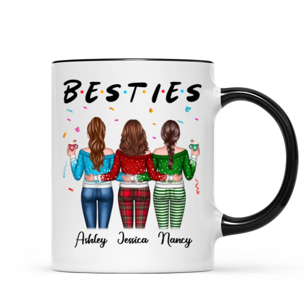 Besties Sisters Friends Back View Christmas Personalized Mug - Image 2