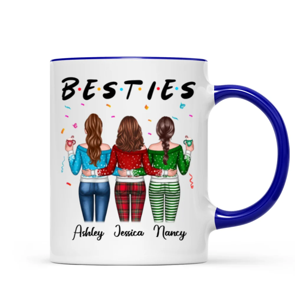 Besties Sisters Friends Back View Christmas Personalized Mug - Image 3
