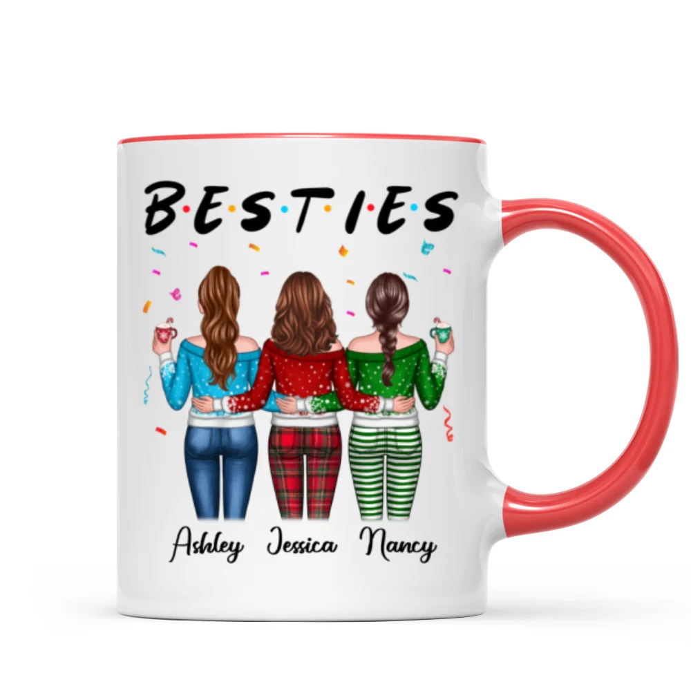 Besties Sisters Friends Back View Christmas Personalized Mug - Image 4