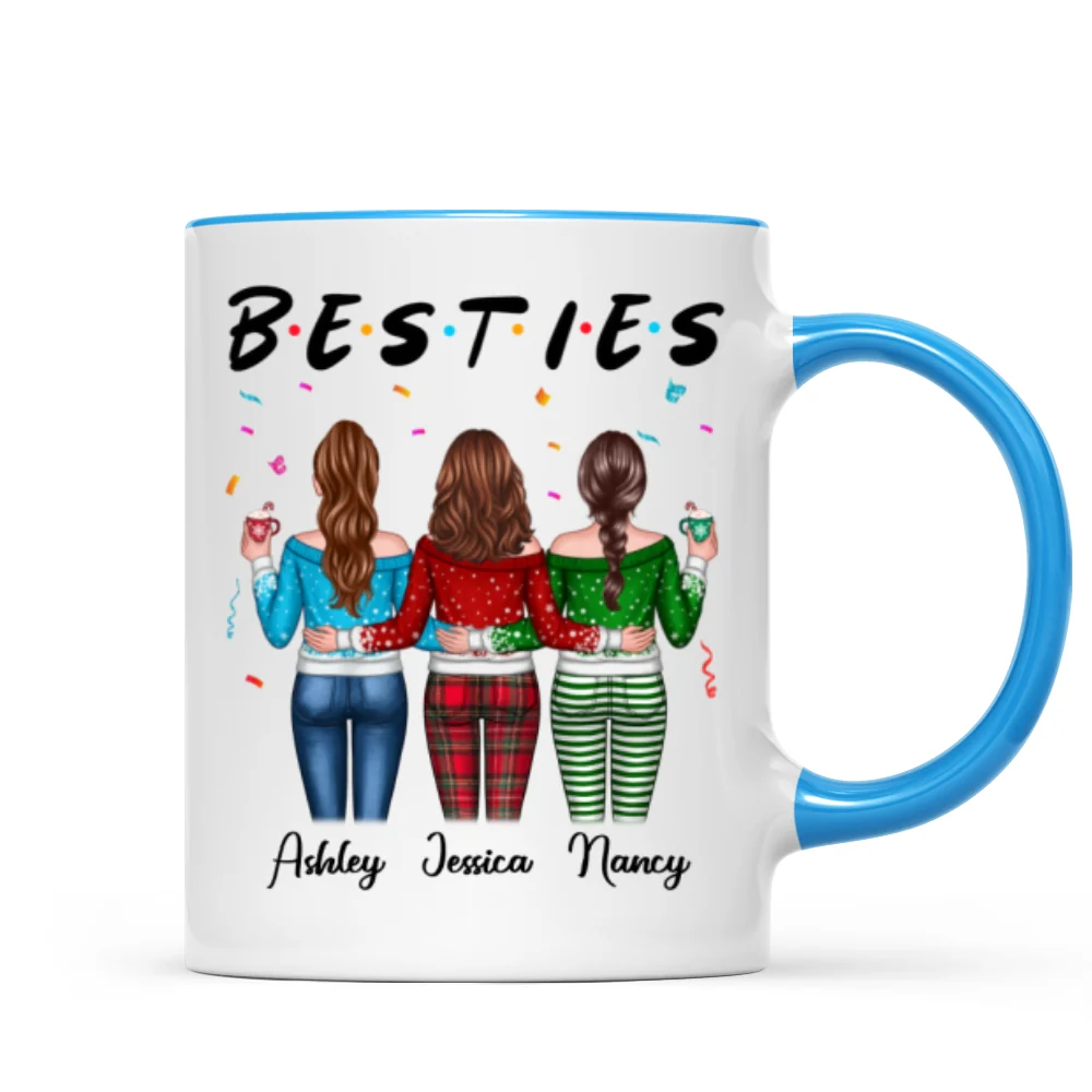 Besties Sisters Friends Back View Christmas Personalized Mug - Image 5
