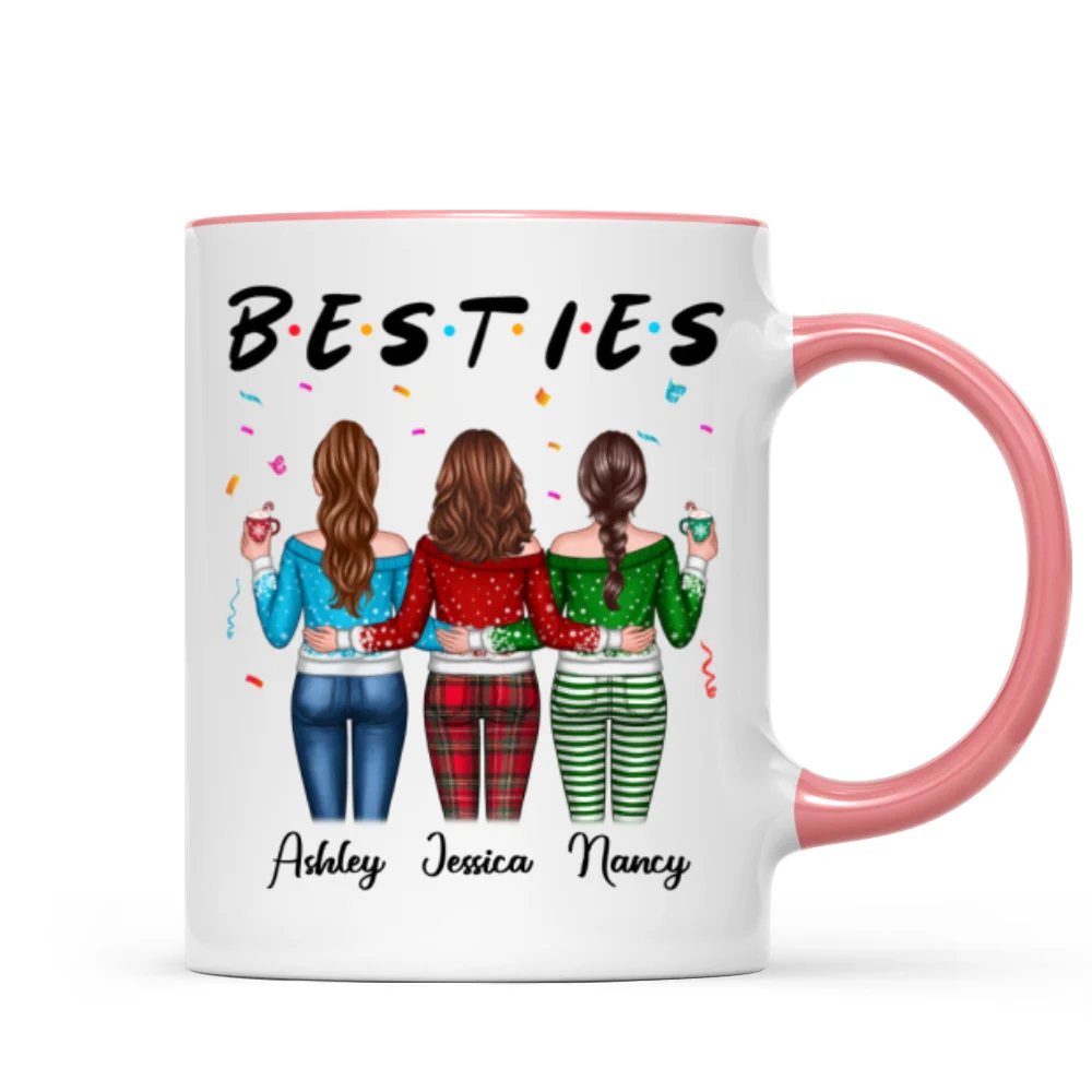 Besties Sisters Friends Back View Christmas Personalized Mug - Image 6