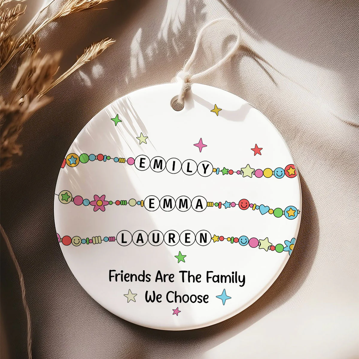 Besties Sisters Friends Bracelet Names Personalized Circle Ceramic Ornament - Image 2