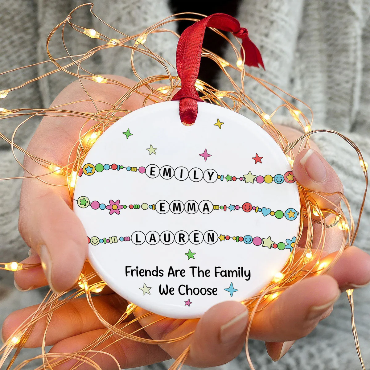 Besties Sisters Friends Bracelet Names Personalized Circle Ceramic Ornament - Image 3