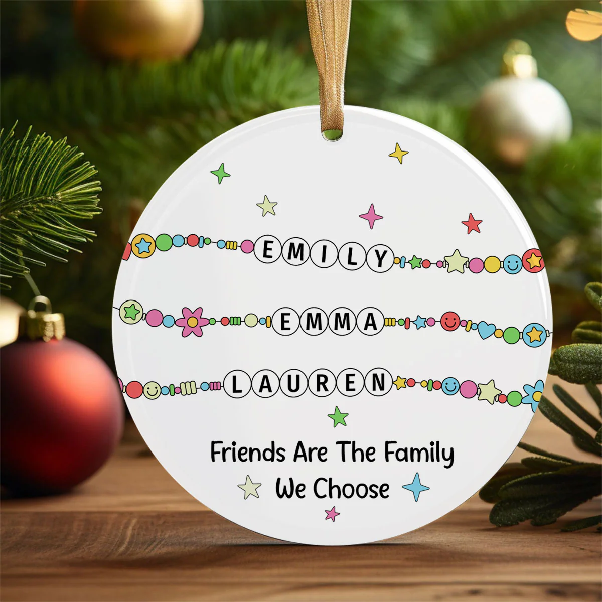 Besties Sisters Friends Bracelet Names Personalized Circle Ceramic Ornament - Image 5