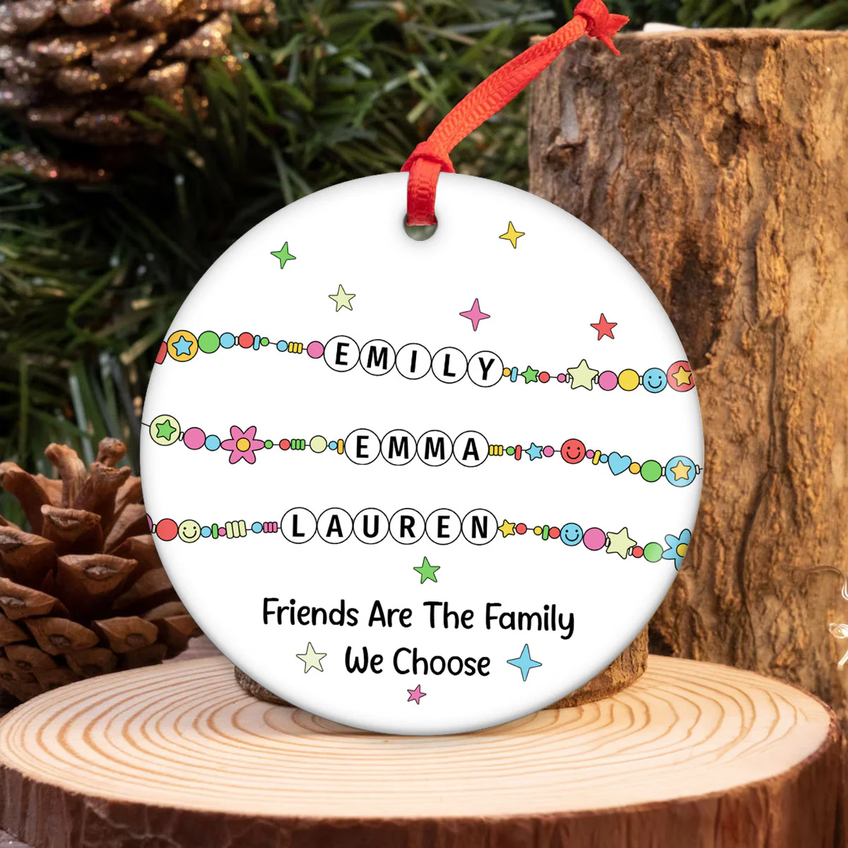 Besties Sisters Friends Bracelet Names Personalized Circle Ceramic Ornament - Image 7