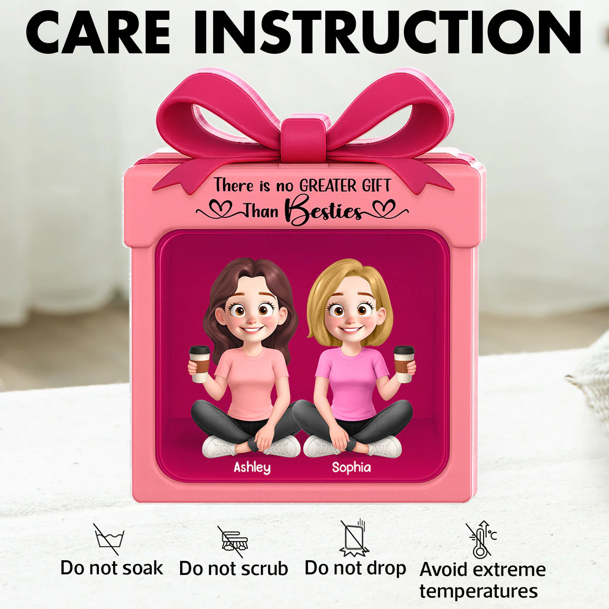 Besties Sisters Inside Gift Box 3D Effect Personalized Acrylic Block - Image 9